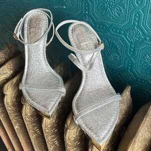 Silver Pointed Toe Strappy Women's Sandals